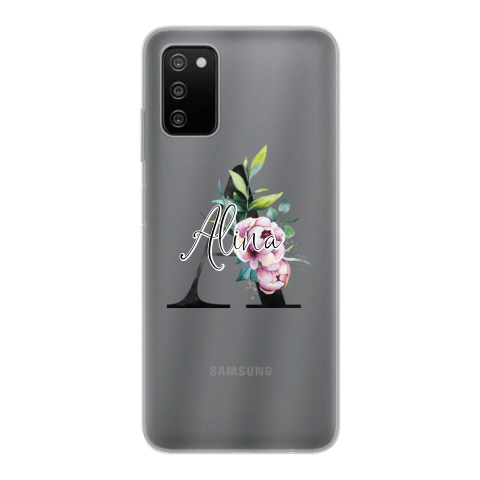 Personalisierte Handyhülle mit deiner Initiale (mit Blumen) - Samsung