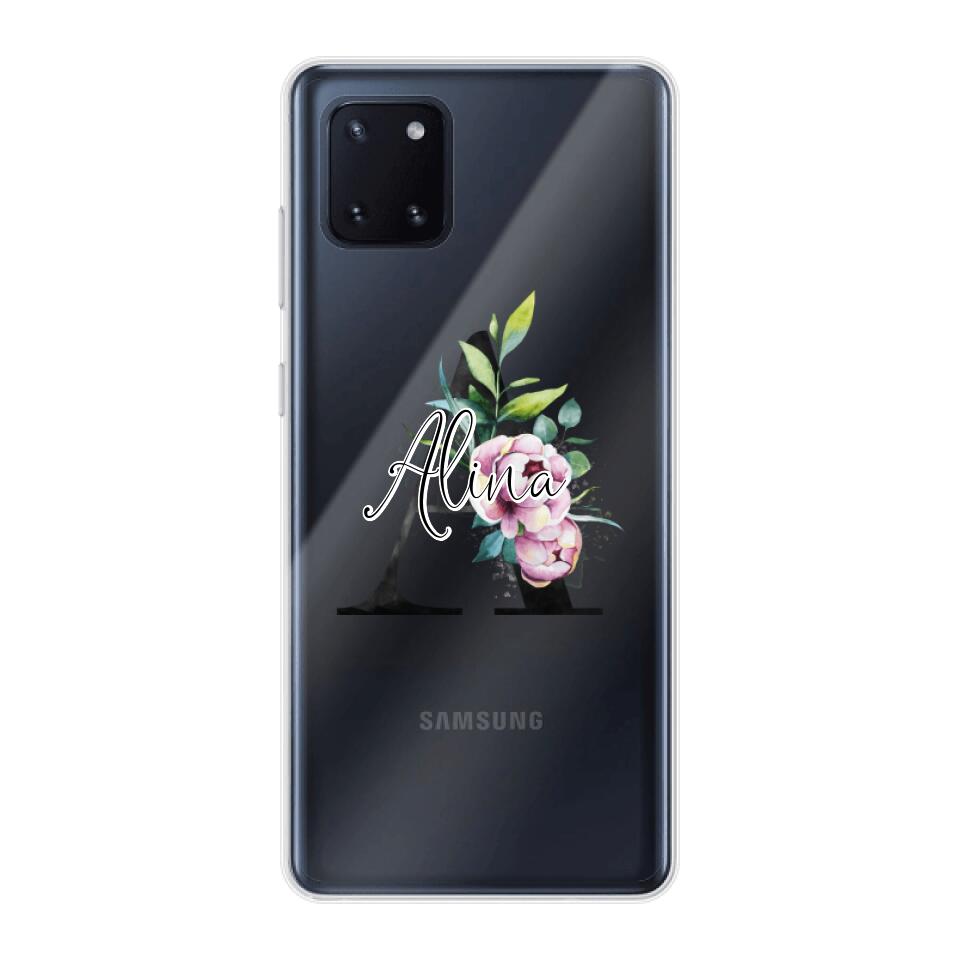 Personalisierte Handyhülle mit deiner Initiale (mit Blumen) - Samsung