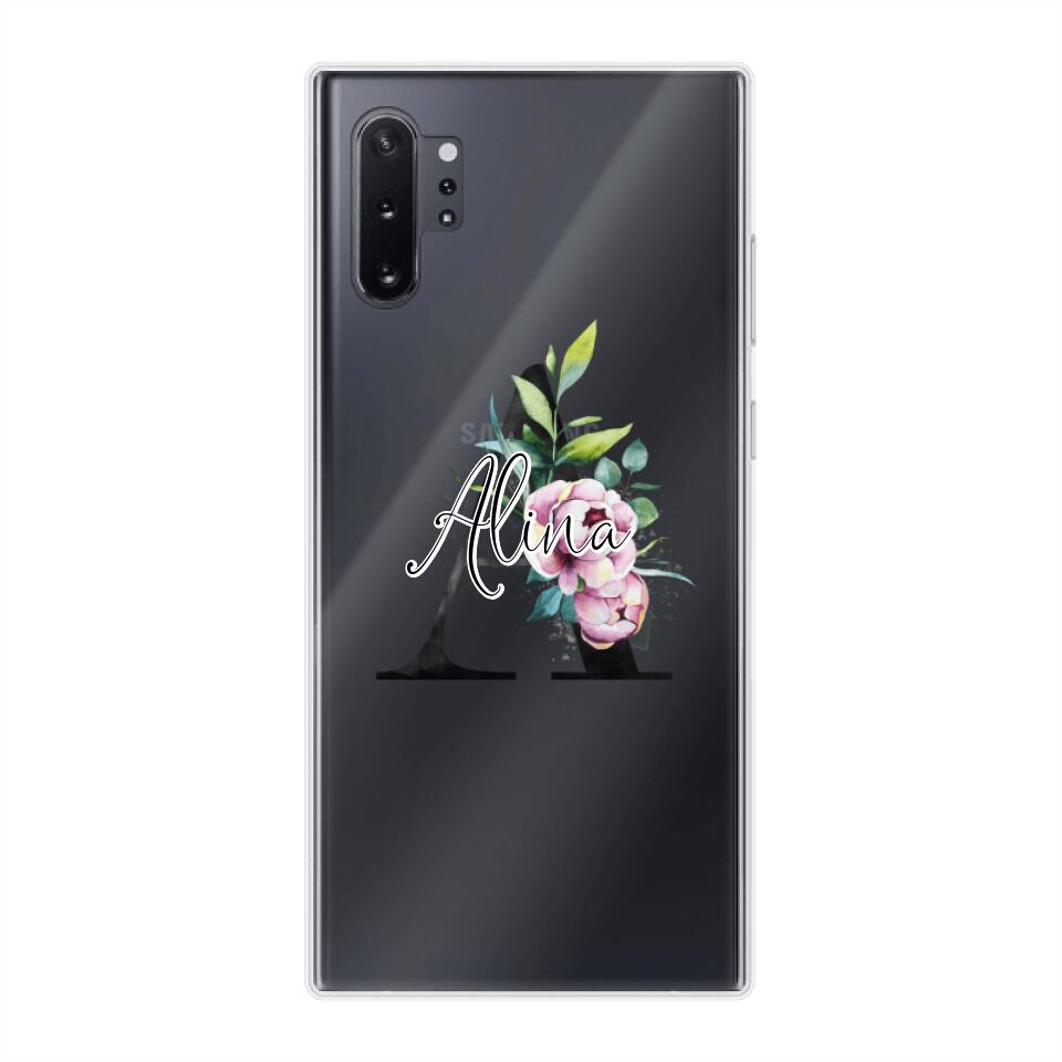 Personalisierte Handyhülle mit deiner Initiale (mit Blumen) - Samsung