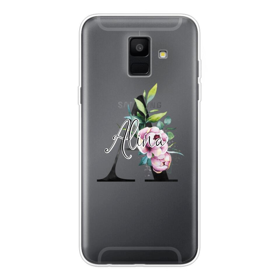 Personalisierte Handyhülle mit deiner Initiale (mit Blumen) - Samsung