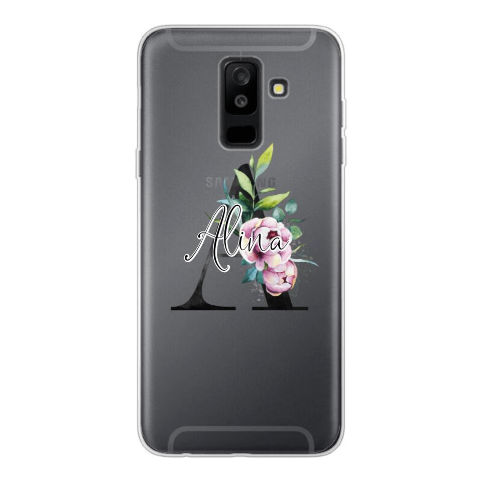 Personalisierte Handyhülle mit deiner Initiale (mit Blumen) - Samsung