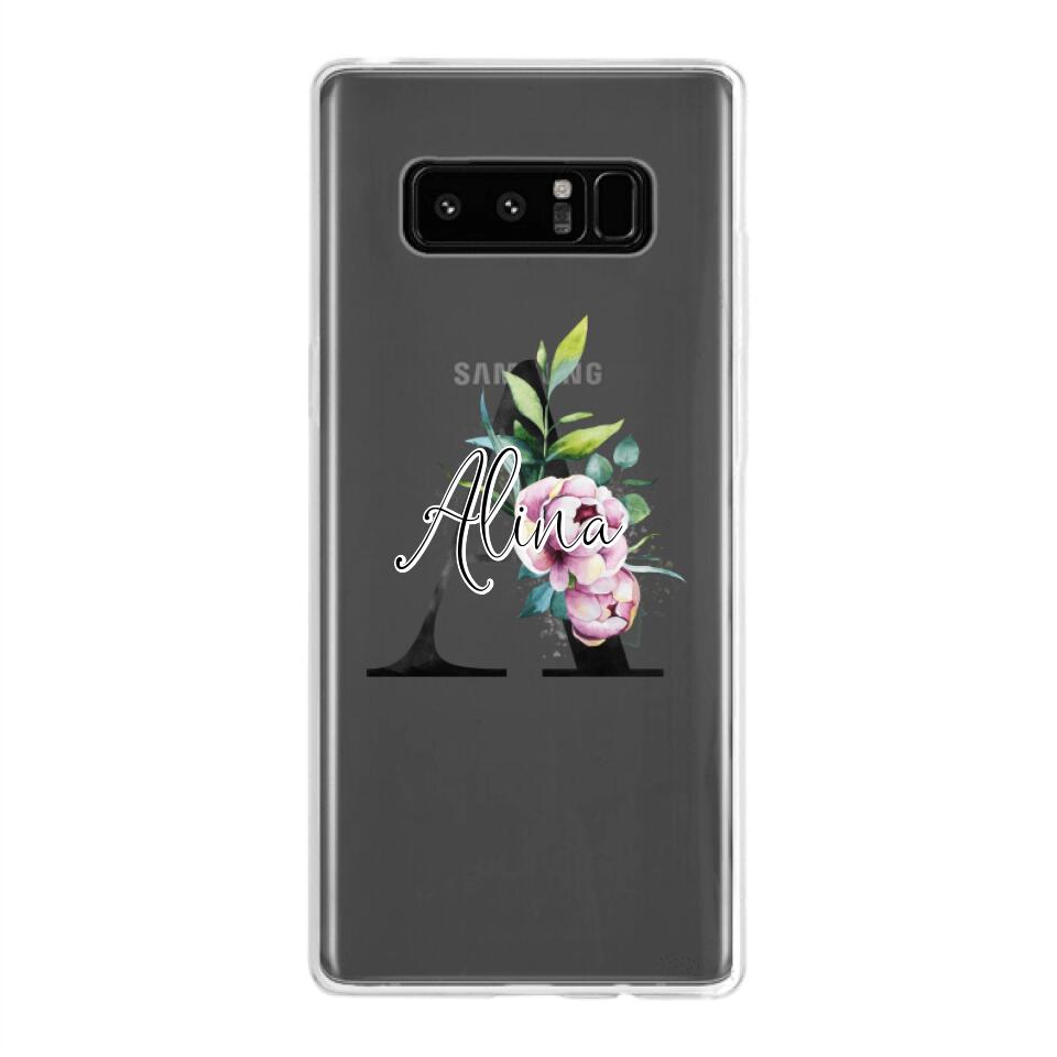 Personalisierte Handyhülle mit deiner Initiale (mit Blumen) - Samsung