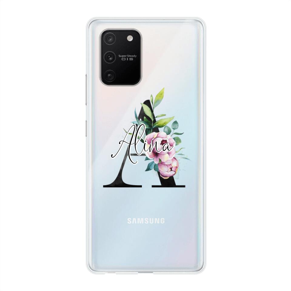 Personalisierte Handyhülle mit deiner Initiale (mit Blumen) - Samsung