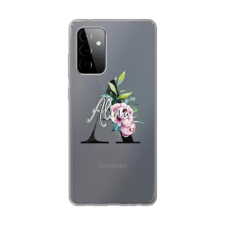 Personalisierte Handyhülle mit deiner Initiale (mit Blumen) - Samsung