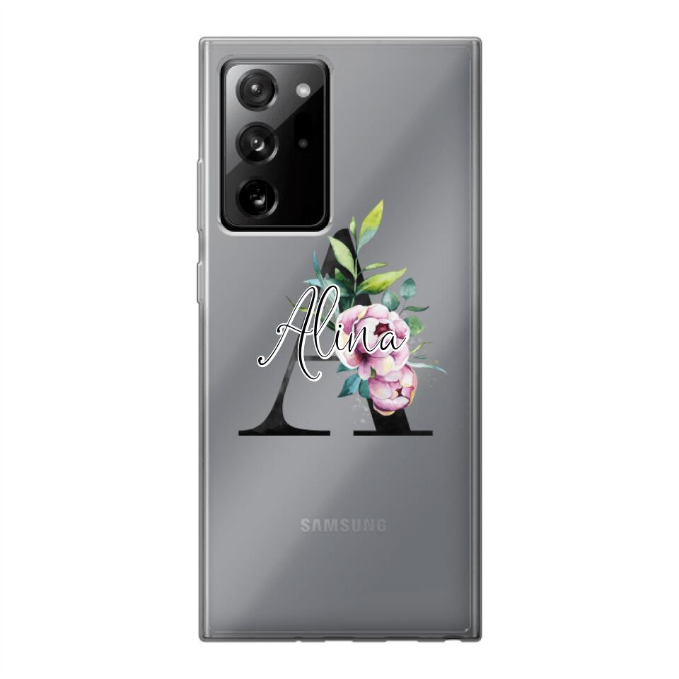 Personalisierte Handyhülle mit deiner Initiale (mit Blumen) - Samsung