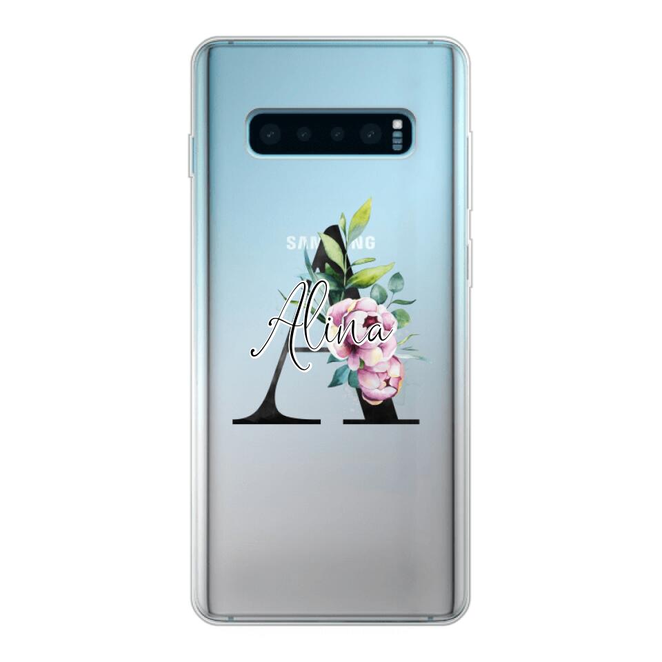 Personalisierte Handyhülle mit deiner Initiale (mit Blumen) - Samsung