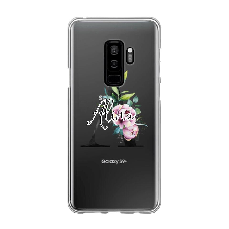 Personalisierte Handyhülle mit deiner Initiale (mit Blumen) - Samsung