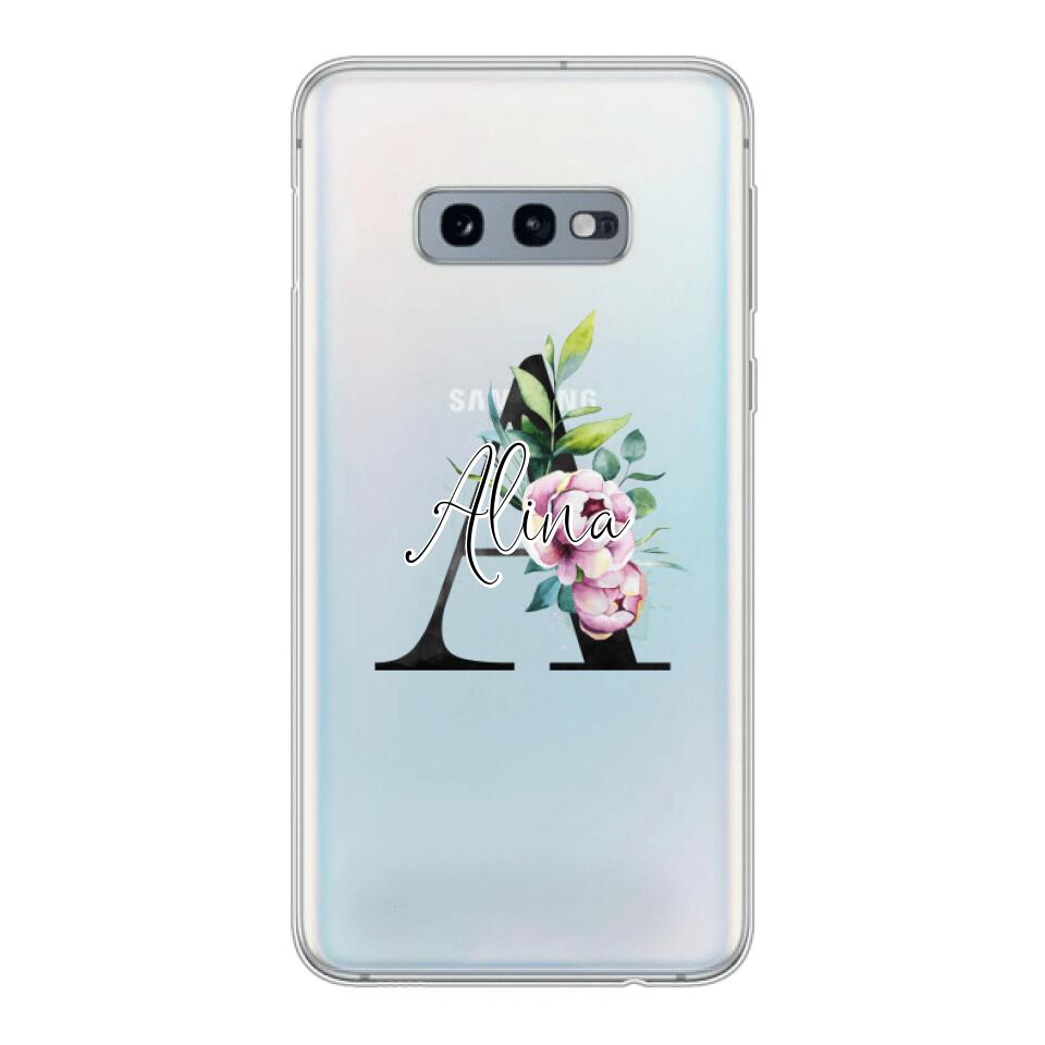 Personalisierte Handyhülle mit deiner Initiale (mit Blumen) - Samsung