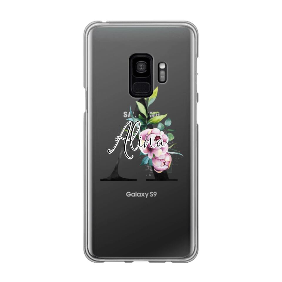 Personalisierte Handyhülle mit deiner Initiale (mit Blumen) - Samsung